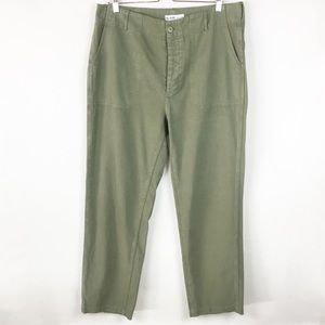 Re/Done Olive Green Cropped Utility Pants